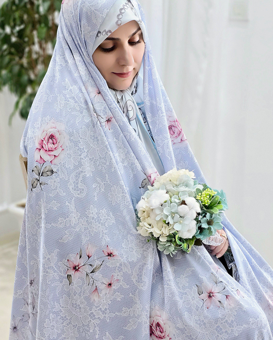 پارچه چادری آبی طرح پریسا