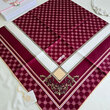 روسری زرشکی طرح سی گل - ابریشم توییل  