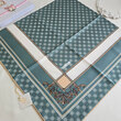 روسری سبز تیره طرح سی گل - کرپ حریر