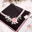 روسری مشکی طرح نیکو - ابریشم توییل - قواره ۱۰۰