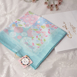 روسری فیروزه ای طرح جوانه - نخی فلامنت - قواره ۱۰۵