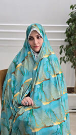 پارچه چادری فیروزه ای طرح مرمر