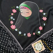 روسری دخترانه مشکی طرح دردانه -نخی فلامنت - قواره ۹۵