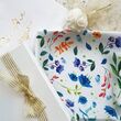 روسری سفید طرح گلشن - ابریشم توییل