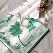 روسری سبز طرح دهکده - ابریشم توییل
