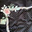 روسری مشکی طرح نیکو - ابریشم توییل - قواره ۱۰۰