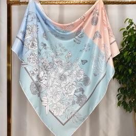 روسری چهار رنگ طرح گلستان - ابریشم توییل