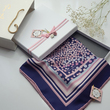 روسری سرمه ای طرح دایره مینا - ابریشم توییل