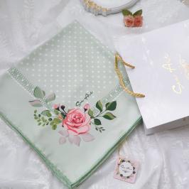 روسری سبز طرح نیکو - نخی - قواره ۱۰۵