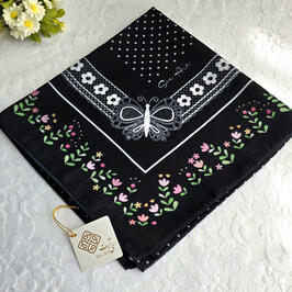 روسری دخترانه مشکی مهربان - نخی فلامنت - قواره ۱۱۰