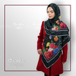 روسری سبز یشمی طرح میخک - ابریشم توییل