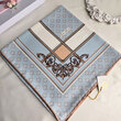 روسری آبی آسمانی(روشن) طرح سی گل - کرپ حریر